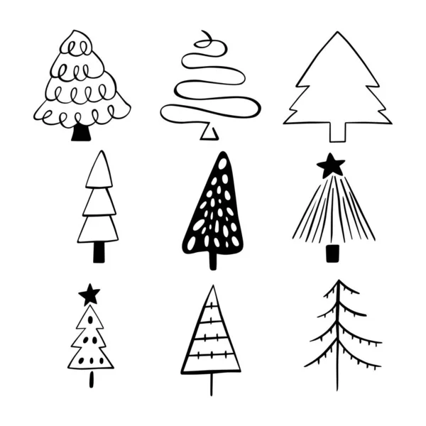 Set Vector Illustration Christmas Tree — Stock Vector