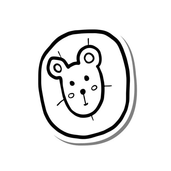 Siyah çizgi, şirin çizgi film aslanı suratı. Beyaz silueti ve gri gölgeyi karala. Dekorasyon, renk ve herhangi bir tasarım için vektör illüstrasyonuName.