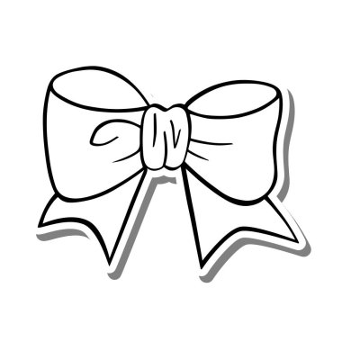 Beyaz siluet ve gri gölge üzerine şirin kurdele taslağı. Dekorasyon, renk ve herhangi bir tasarım için vektör illüstrasyon çizgi film biçimi.