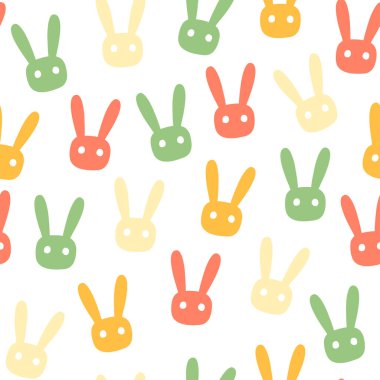 Turuncu, Yeşil ve Sarı Renkli Paskalya Tavşanı. Soyut sanat baskısı. Kağıt, kapak, kart, kumaş, iç malzemeler ve herhangi bir şey için tasarım. Paskalya Günü Hakkında Vektör illüstrasyonu.