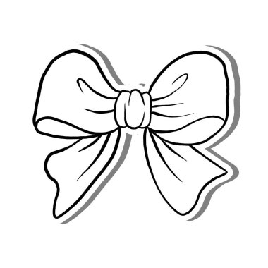 Beyaz siluet ve gri gölgede Güzellik fiyonku. Dekorasyon, renk ve herhangi bir tasarım için vektör illüstrasyon çizgi film biçimi.