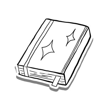 Planlayıcı Kitap Ana Hattı beyaz siluet ve gri gölge üzerine. Dekorasyon, renk ve herhangi bir tasarım için illüstrasyon çizgi film biçimi.