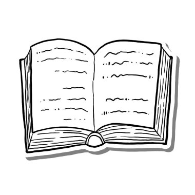 Beyaz siluet ve gri gölge hakkında kitap aç. Dekorasyon, renk ve herhangi bir tasarım için vektör illüstrasyon çizgi film biçimi.