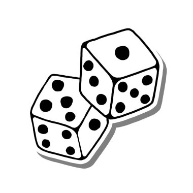 2 Dice Hand Doodle Taslak Çizimi. Dekorasyon, renk ve herhangi bir tasarım için vektör illüstrasyonuName.