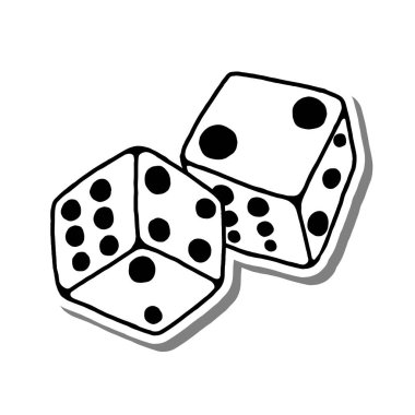 İki Dice Hand Doodle Outline. Dekorasyon, renk ve herhangi bir tasarım için vektör illüstrasyonuName.