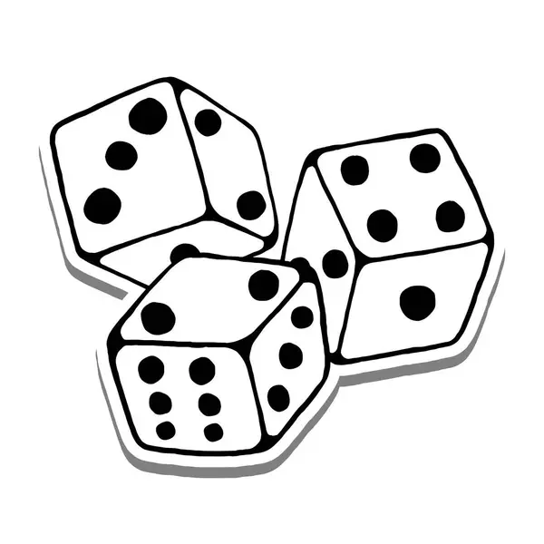 Üç Dice Hand Doodle taslağı. Dekorasyon, renk ve herhangi bir tasarım için vektör illüstrasyonuName.