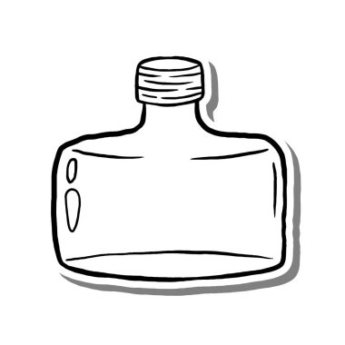 Düz Şişe El Karalama Taslağı. Dekorasyon, renk ve herhangi bir tasarım için vektör illüstrasyonuName.