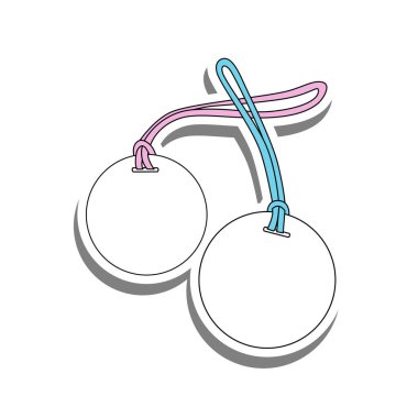 Basit bir 2d model etiketi. Düz çizgi film vektör çizimi.