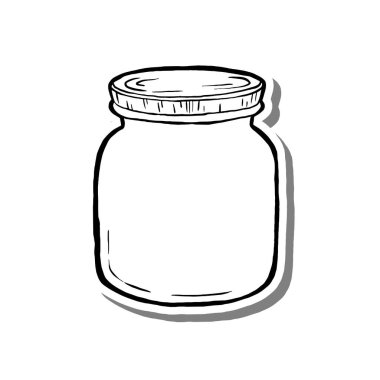 Reçel kavanozu çizimi. Dekorasyon, renk ve herhangi bir tasarım için vektör illüstrasyonuName.