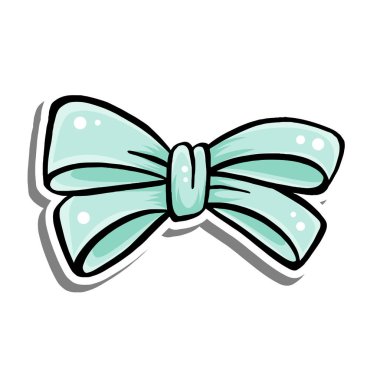 Beyaz siluet ve gri gölgede yeşil sevimli kurdele. Dekorasyon, renk ve herhangi bir tasarım için illüstrasyon çizgi film biçimi.