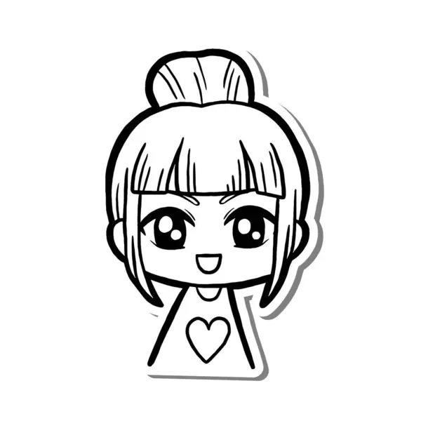 Saçları Bağlı El Çeken Kız. Vektör İllüstrasyon İnsan Kişisi.