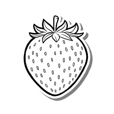 El Çizimi Tek Çilek Element Taslağı. Meyve Hakkında Vektör İllüstrasyonu.