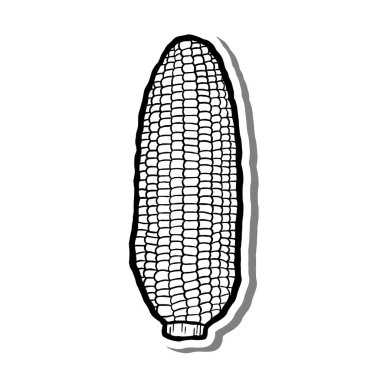 El yapımı Mısır Elementi Ana Hattı Beyaz Siluet ve Gri Gölge. Meyve Hakkında Vektör İllüstrasyonu.