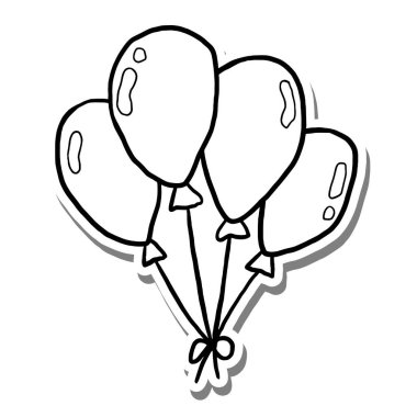 Fiyonklu beş parlak balonun asgari çizgi sanatı. Festival, doğum günü ya da parti temalı tasarımlar için mükemmel. Temiz, zarif ve çok yönlü..