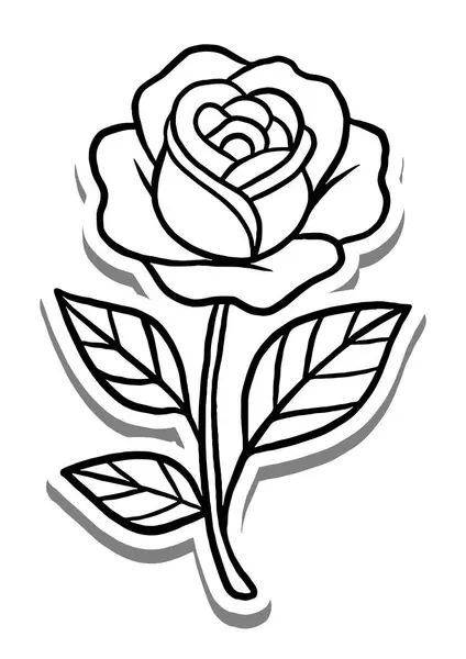 Kalın hatları ve detaylı taç yaprakları olan siyah beyaz gül çizgileri. Dövmeler, boyama sayfaları, klip ve minimalist çiçek tasarımı projeleri için mükemmel..