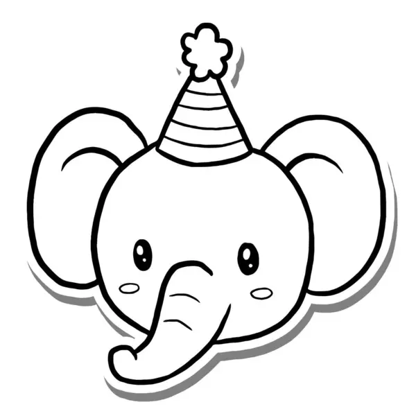 Parti şapkalı şirin bir fil, doğum günü tasarımları, çocuk ürünleri ve şenlik teması için mükemmel. Neşeli ve neşeli bir hava..