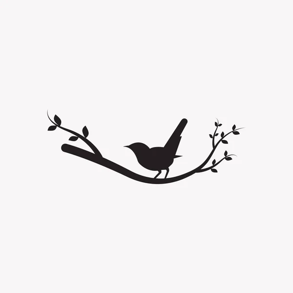 Vogelsilhouette Auf Weißem Hintergrund Vektorillustration — Stockvektor
