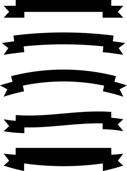Κορδέλες Μαύρο Σιλουέτα Σετ Και Κορδέλες Περίγραμμα Glyph Banner Φόντο — Διανυσματικό Αρχείο