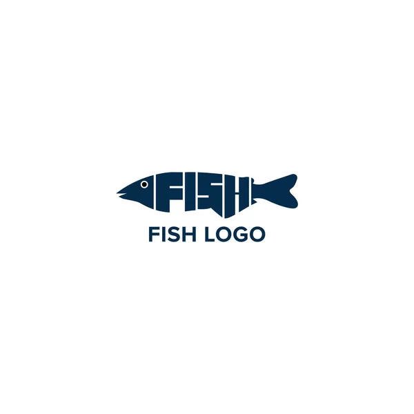 Logo Emblem Word Fish Shape Fish Black White Floating Left — Vetor de Stock