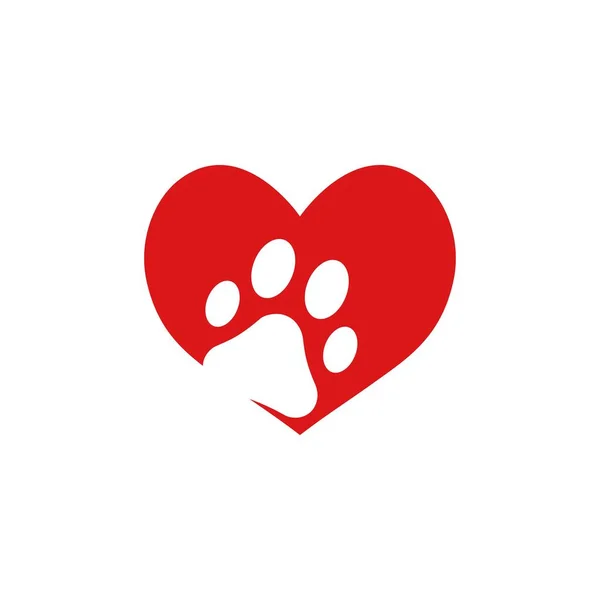Dog Paw Cat Paw Heart Love Puppy Foot Print Kitten — Vetor de Stock