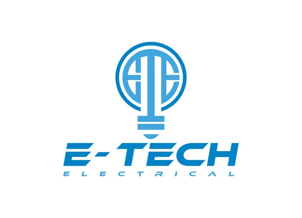 Tech Elétrica Letra Lâmpada Combinar Logotipo Ícone Elétrico Plugue Sinal — Vetor de Stock