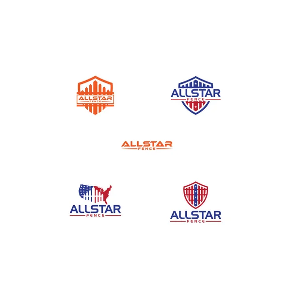 Allstar Palavra Combinar Design Logotipo Novo Logopalavras Chave Language Inglês — Vetor de Stock