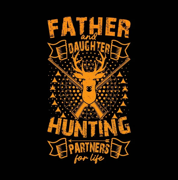 Vader Dochter Jagen Partners Voor Het Leven Shirt Ontwerp Hert — Stockvector