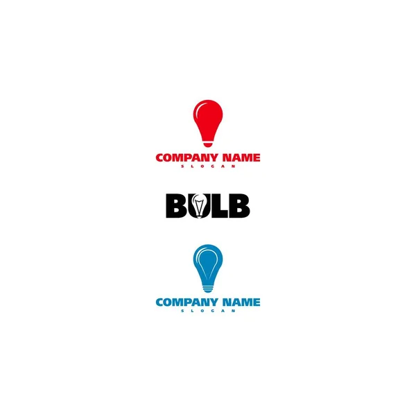 Lamp Bulb Logo Icon Set Vector Template Bulb Negative Space — Stock Vector
