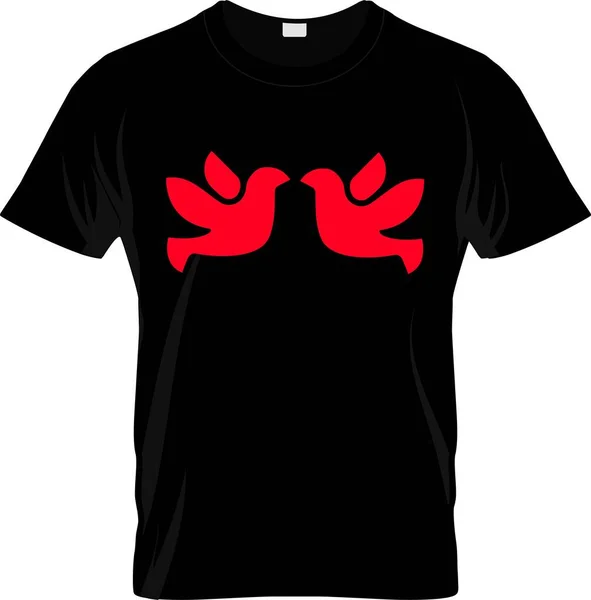 Heart Symbol Bird Combine Shirt Design New Concept — Stock Vector