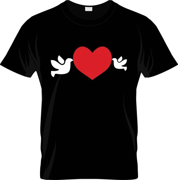 Símbolo Coração Bird Combinam Design Camiseta Tão Novo Conceito — Vetor de Stock