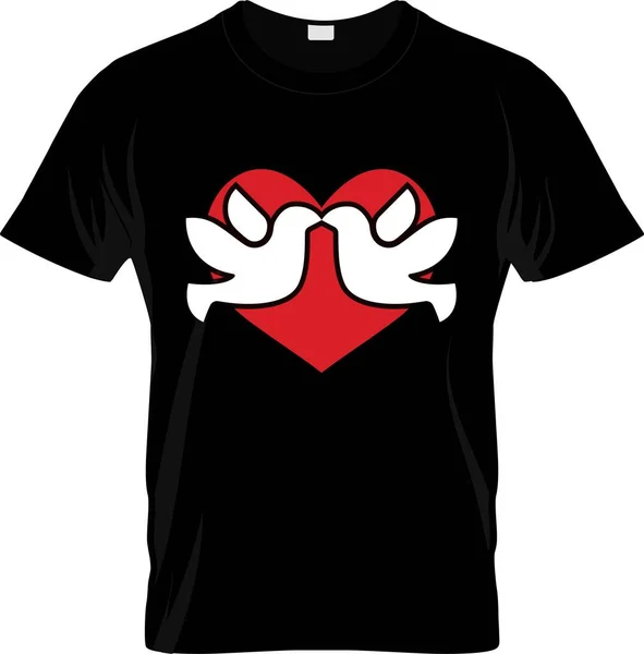 Herzsymbol Und Vogel Kombinieren Shirt Design Neues Konzept — Stockvektor