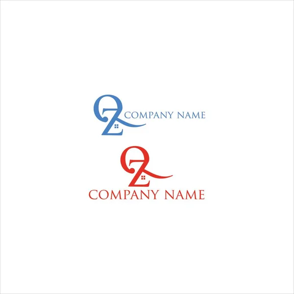 Q2Z Initial Real Estate Logo Design — Stock Vector