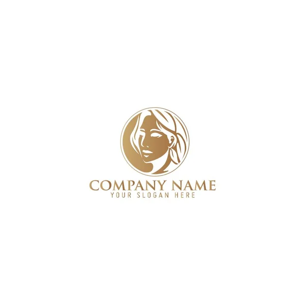 Kvinna Logotyp Med Kreativa Unika Koncept För Företag Affärer Skönhet — Stock vektor