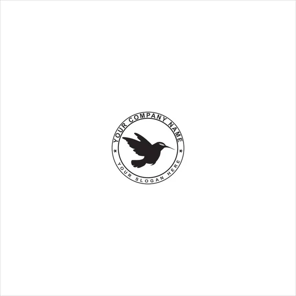 Logo Colibri Preto Design Símbolo Pássaro Minimalista — Vetor de Stock
