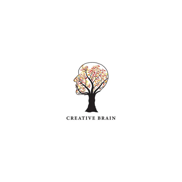 Árvore Cerebral Com Inspiração Modelo Logotipo Raiz Ilustração Vetorial — Vetor de Stock