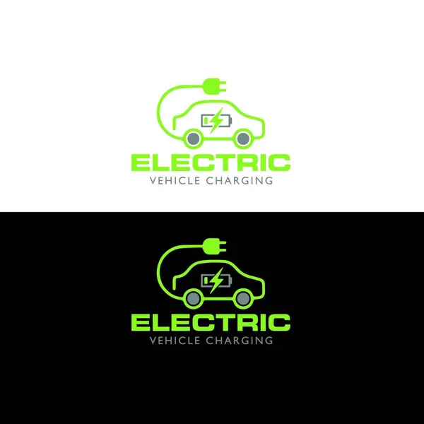 电动汽车插头图标符号 电动汽车 绿色混合动力汽车充电点标志类型 环保汽车概念 矢量图解 — 图库矢量图片