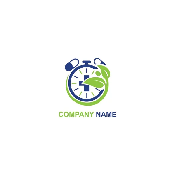 Логотип Медицинского Обслуживания Логотип Задних Часов Логотип Nature — стоковый вектор