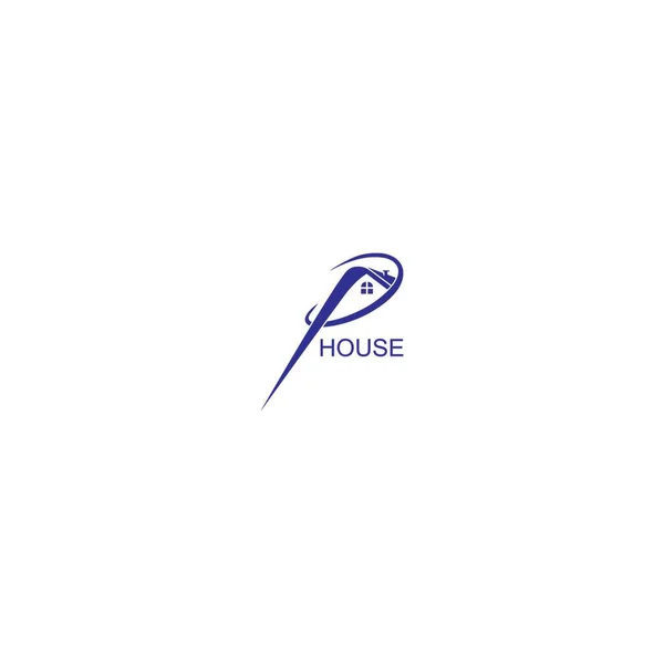 物件の家のアイコンのロゴデザイン 不動産ベクターのロゴデザインを持つ手紙P — ストックベクタ