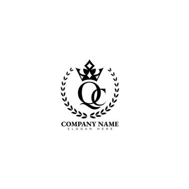 Modern iş tipografi vektör şablonlu ilk harf QC logo tasarımı. Yaratıcı izole QC harf logosu tasarımı