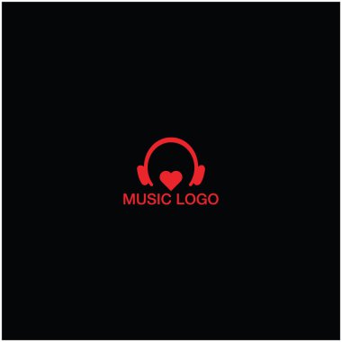 Aşk sembolü müzik logosu ve ses dalgası logosu tasarımı
