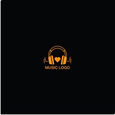 Aşk sembolü müzik logosu ve ses dalgası logosu tasarımı