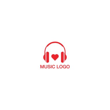 Aşk sembolü müzik logosu ve ses dalgası logosu tasarımı