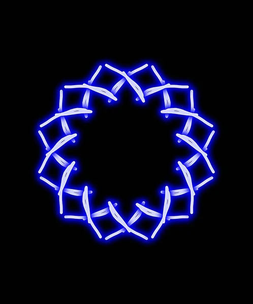 Luci Neon Stella Luce Blu Nero Verde Cerchio Linee Sfondo — Foto Stock