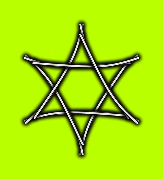 Blue Line Star Icon Isolated Green Background Minimalism Concept Illustration — Stock Photo, Image