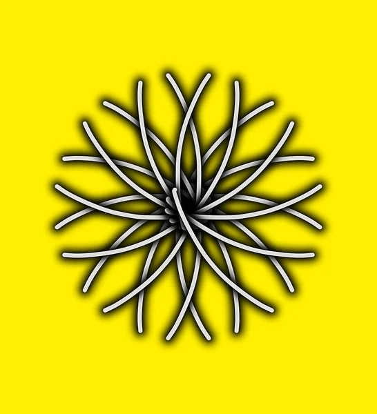 黄色背景上的花朵图标 矢量说明 — 图库照片