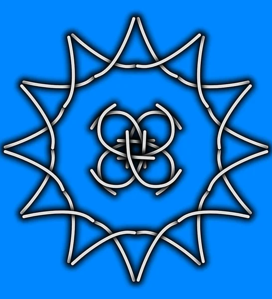 blue lotus flower and sun symbol. vector illustration