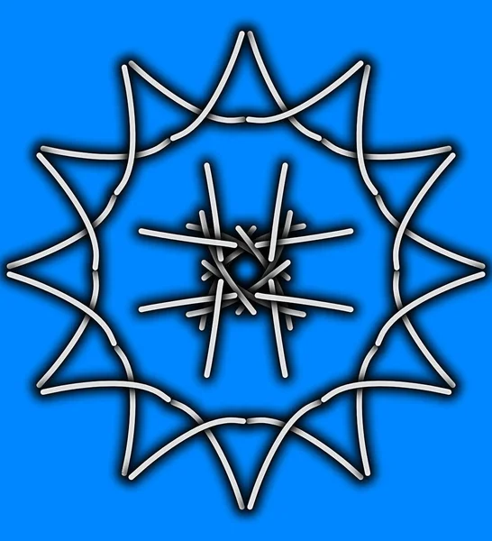 Ícone Floco Neve Fundo Azul Com Branco Ilustração Vetorial — Fotografia de Stock