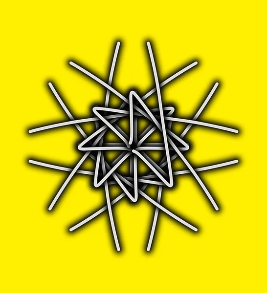 Жовте Сонце Сніжинка Значок Ізольовані Синьому Фоні Векторна Ілюстрація — стокове фото