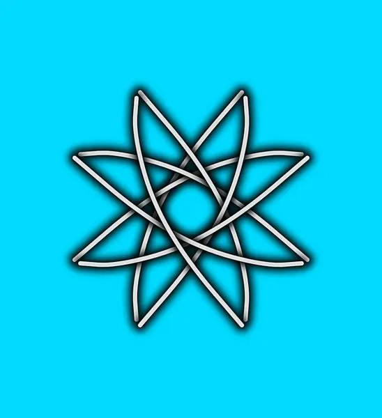 Blue Line Atom Icon Isolated Green Background Vector Illustration — Stock Photo, Image