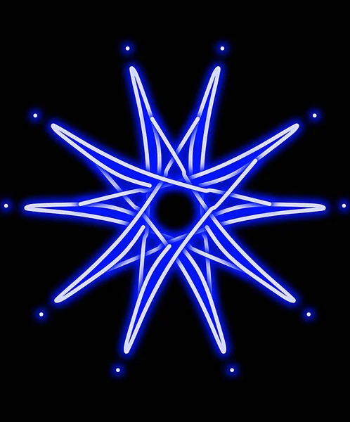 abstract glowing neon light star on black background